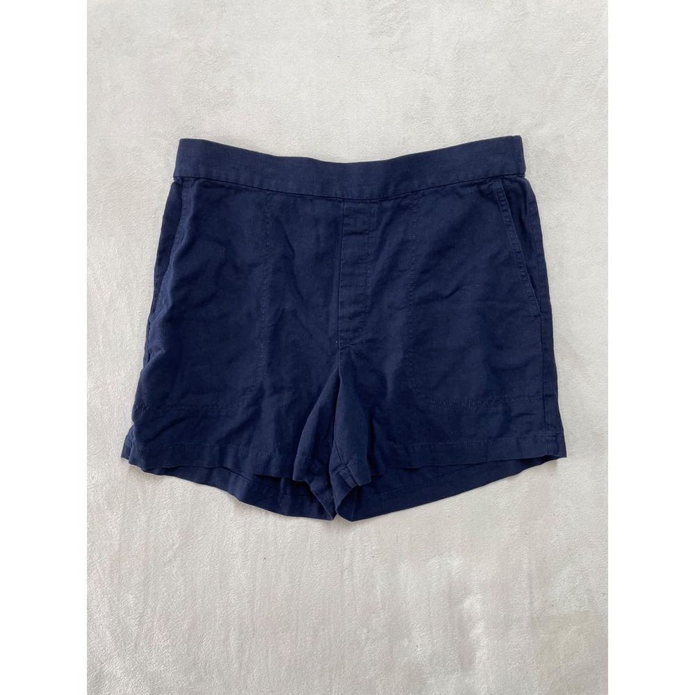 Banana Republic Navy Blue Linen Blend Shorts Womens Large Elastic Waist Y2K